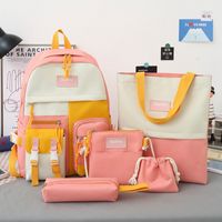 Canvas Großraum-rucksack Im Koreanischen Stil In Kontrastfarbe Großhandel Nihaojewelry sku image 2