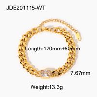 Rectangle Colored Zircon Gold Plated Stainless Steel Bracelet Wholesale Nihaojewelry sku image 1