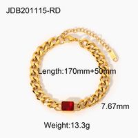 Rectangle Colored Zircon Gold Plated Stainless Steel Bracelet Wholesale Nihaojewelry sku image 2