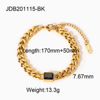 Rectangle Colored Zircon Gold Plated Stainless Steel Bracelet Wholesale Nihaojewelry sku image 4