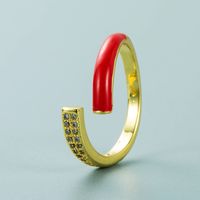 Korea Fashion Copper Inlaid Zircon Color Drop Oil Opening Ring Wholesale Nihaojewelry sku image 2