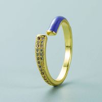 Korea Fashion Copper Inlaid Zircon Color Drop Oil Opening Ring Wholesale Nihaojewelry sku image 3