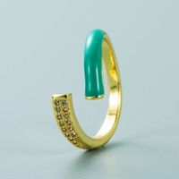 Korea Fashion Copper Inlaid Zircon Color Drop Oil Opening Ring Wholesale Nihaojewelry sku image 4
