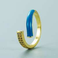 كوريا الأزياء النحاس مطعمة الزركون اللون قطرة النفط افتتاح حلقة الجملة Nihaojewelry sku image 5