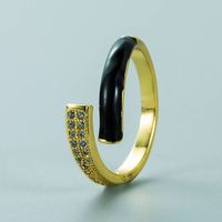 Korea Mode Kupfer Eingelegter Zirkon Farbe Tropfen Öl Öffnungsring Großhandel Nihaojewelry sku image 6