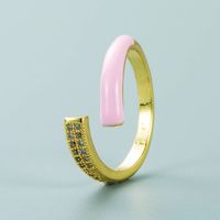 Korea Fashion Copper Inlaid Zircon Color Drop Oil Opening Ring Wholesale Nihaojewelry sku image 7