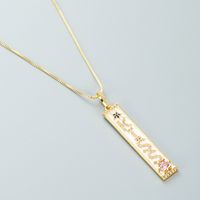 Copper Inlaid Zircon Color Dripping Oil Square Letter Pendant Simple Necklace Wholesale Jewelry Nihaojewelry sku image 4