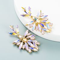 الرجعية اللون حجر الراين زهرة كامل الماس الأقراط الطويلة الجملة Nihaojewelry sku image 1