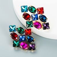 Fashion Color Rhinestone Series Rhombus Earrings Wholesale Nihaojewelry sku image 1