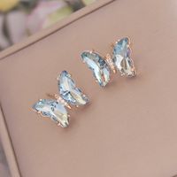 1 Pair Fashion Butterfly Plating Copper Rhinestones Glass Ear Studs sku image 3