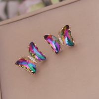 1 Pair Fashion Butterfly Plating Copper Rhinestones Glass Ear Studs sku image 6