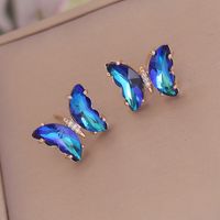 1 Pair Fashion Butterfly Plating Copper Rhinestones Glass Ear Studs sku image 7