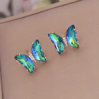 1 Pair Fashion Butterfly Plating Copper Rhinestones Glass Ear Studs sku image 4