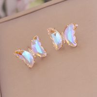 1 Pair Fashion Butterfly Plating Copper Rhinestones Glass Ear Studs sku image 6