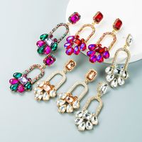 Fashion Alloy Inlaid Color Rhinestone Geometric Flower Earrings Wholesale Nihaojewelry main image 7