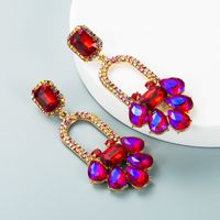Fashion Alloy Inlaid Color Rhinestone Geometric Flower Earrings Wholesale Nihaojewelry sku image 2