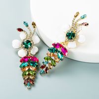 Fashion Alloy Inlaid Color Rhinestone Leaves Dripping Oil Flower Earrings Wholesale Nihaojewelry main image 6