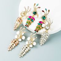 Fashion Alloy Inlaid Color Rhinestone Leaves Dripping Oil Flower Earrings Wholesale Nihaojewelry main image 7