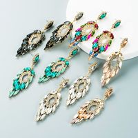 Fashion Multi-layer Alloy Inlaid Color Rhinestone Leaf-shaped Earrings Wholesale Nihaojewelry main image 7