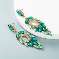 Fashion Multi-layer Alloy Inlaid Color Rhinestone Leaf-shaped Earrings Wholesale Nihaojewelry sku image 2