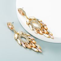 Fashion Multi-layer Alloy Inlaid Color Rhinestone Leaf-shaped Earrings Wholesale Nihaojewelry sku image 5