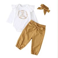 Fashion Letters Female Baby Long-sleeved Trousers 3-piece Baby Clothes Wholesale sku image 12