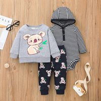 Wholesale Cartoon Bear Ear Shape Long-sleeved Baby Jacket Trousers Romper 3-piece Suit Nihaojewelry sku image 6