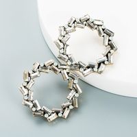 Simple Hollow Geometric Round Alloy Diamond Earrings Wholesale Nihaojewelry main image 1