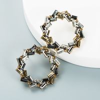 Simple Hollow Geometric Round Alloy Diamond Earrings Wholesale Nihaojewelry main image 5
