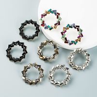 Simple Hollow Geometric Round Alloy Diamond Earrings Wholesale Nihaojewelry main image 7