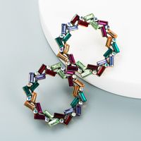Simple Hollow Geometric Round Alloy Diamond Earrings Wholesale Nihaojewelry sku image 2