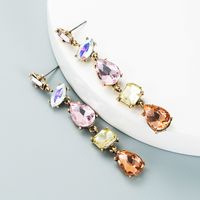 New Style Drop-shaped Glass Diamond Tassel Earrings Wholesale Nihaojewelry main image 3