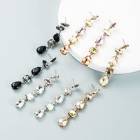 New Style Drop-shaped Glass Diamond Tassel Earrings Wholesale Nihaojewelry main image 7