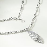 Fashion Leaf Pendant Stainless Steel Necklace sku image 1