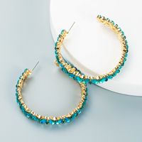 Fashion C-shaped Colored Rhinestone Big Earrings Wholesale Nihaojewelry main image 3