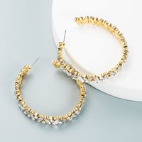 Fashion C-shaped Colored Rhinestone Big Earrings Wholesale Nihaojewelry main image 5