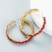 Fashion C-shaped Colored Rhinestone Big Earrings Wholesale Nihaojewelry main image 6