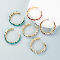 Fashion C-shaped Colored Rhinestone Big Earrings Wholesale Nihaojewelry main image 7