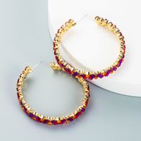 Fashion C-shaped Colored Rhinestone Big Earrings Wholesale Nihaojewelry sku image 1