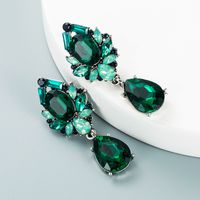 Mode Farbe Legierung Eingelegte Tropfen Förmige Glas Diamant Ohrringe Großhandel Nihao Schmuck main image 3
