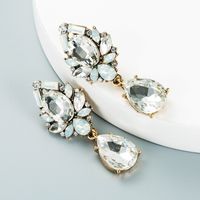 Fashion Color Alloy Inlaid Drop-shaped Glass Diamond Earrings Wholesale Nihaojewelry main image 5