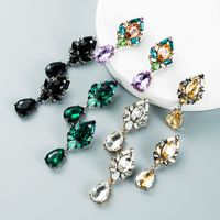 Fashion Color Alloy Inlaid Drop-shaped Glass Diamond Earrings Wholesale Nihaojewelry main image 8