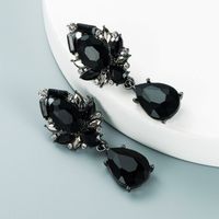 Mode Farbe Legierung Eingelegte Tropfen Förmige Glas Diamant Ohrringe Großhandel Nihao Schmuck sku image 2