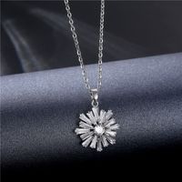 Korean Style Micro-inlaid Zircon Three-dimensional Snowflake Pendant Clavicle Chain Wholesale Nihaojewelry main image 3