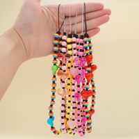 Acrylic Color Peach Heart Bohemian Striped Beads Mobile Phone Chain Wholesale Nihaojewelry main image 4