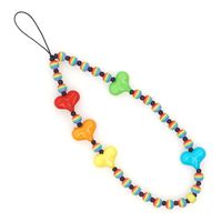 Acrylic Color Peach Heart Bohemian Striped Beads Mobile Phone Chain Wholesale Nihaojewelry main image 6