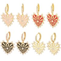 Koreanische Herzförmige Streifen Farblich Passende Kupferohrringe Großhandel Nihaojewelry main image 1