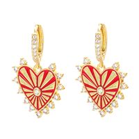 Korean Heart-shaped Stripes Color Matching Copper Earrings Wholesale Nihaojewelry main image 3