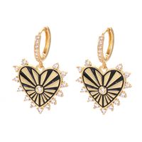 Korean Heart-shaped Stripes Color Matching Copper Earrings Wholesale Nihaojewelry main image 4