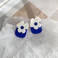 Blue White Small Flower Stud Earrings Wholesale Nihaojewelry main image 5